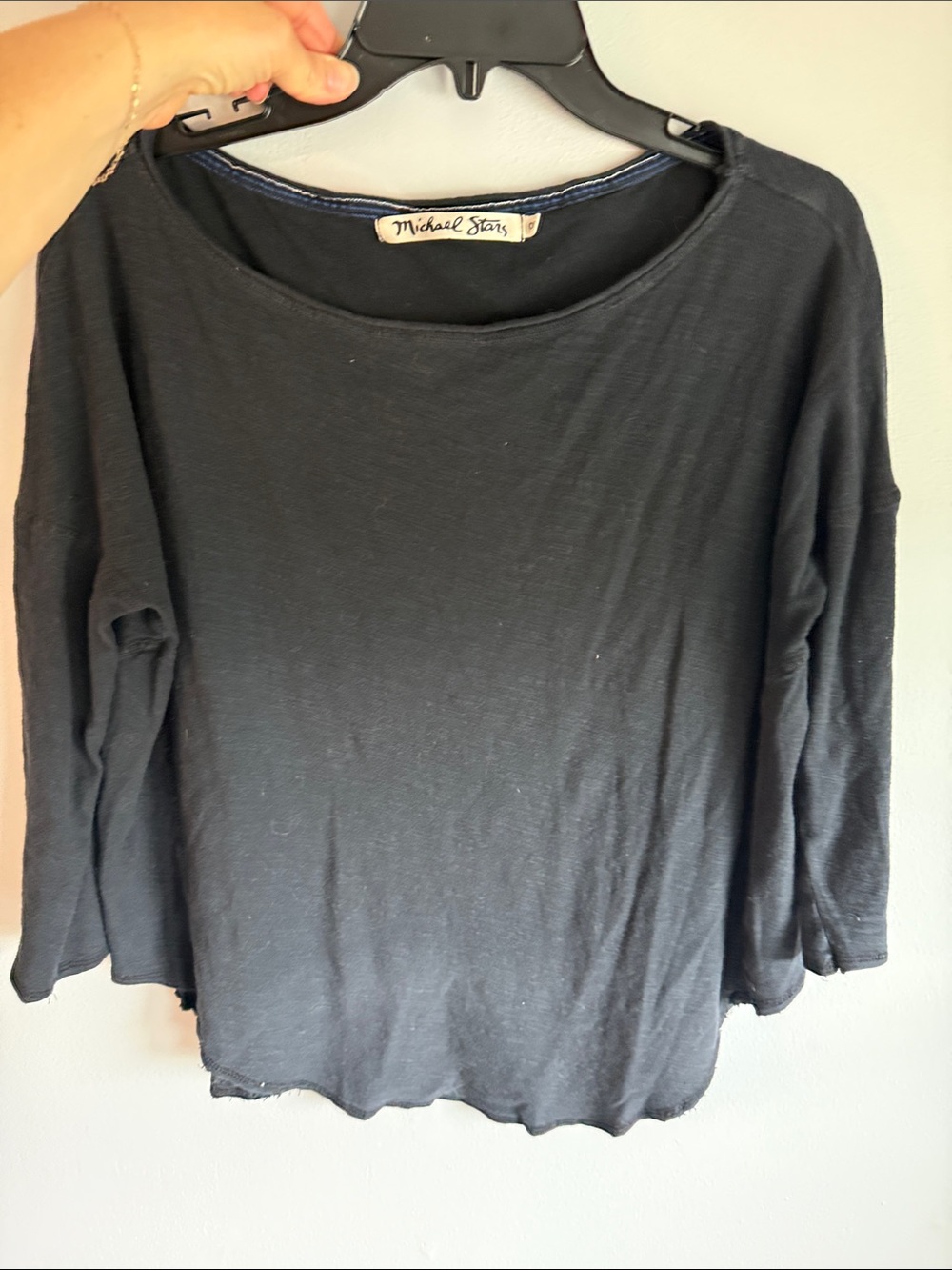 Michael Stars Black Long-Sleeve Boatneck Top - Lightweight Tee
